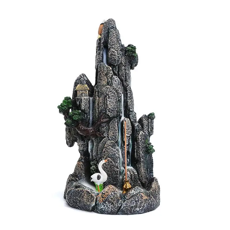 

Resin Smoke Waterfall Backflow Incense Burner Lofty Mountains And Flowing Water Incense Holder Cascada De Incienso Home Decor