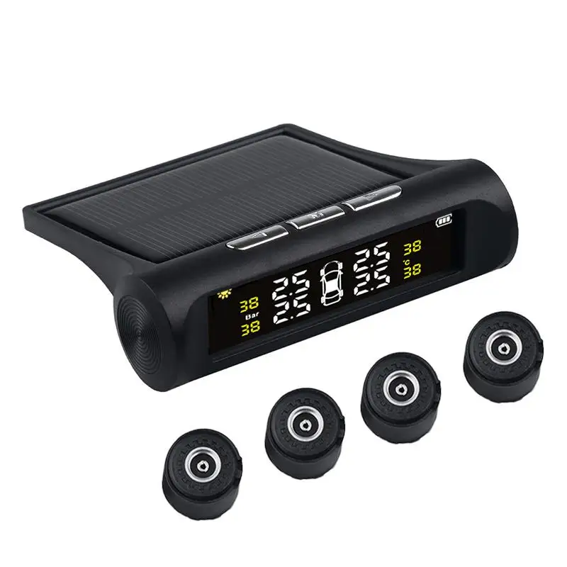 

High and low tire pressure alarm Solar Tire pressure monitoring system replaceable sensors battery tyre air TPMS Digital display