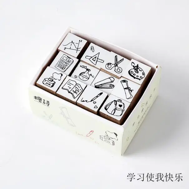 C 12 шт./компл. Винтаж животные растения продукты штамп DIY деревянные и резиновые штампы для скрапбукинга канцелярские Скрапбукинг Стандартный штамп - Цвет: C