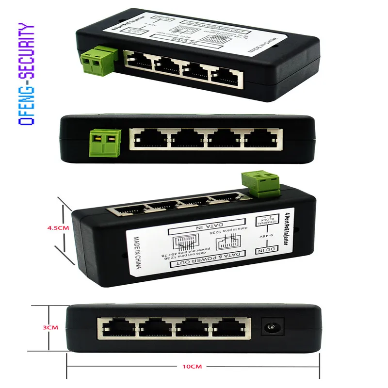 Инжектор POE с 4 портами и 8 для сетевой камеры видеонаблюдения Power Over Ethernet|injector