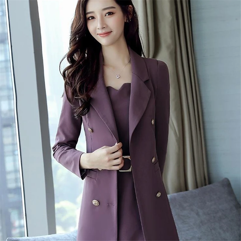DoreenBow Новый Демисезонный Для женщин Мода Fit Blazer Зубчатый Двойной Брестед кнопки