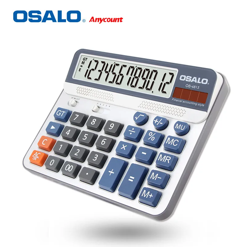 OSALO 12 цифр Стандартный калькулятор большой ЖК-дисплей двойной источник питания