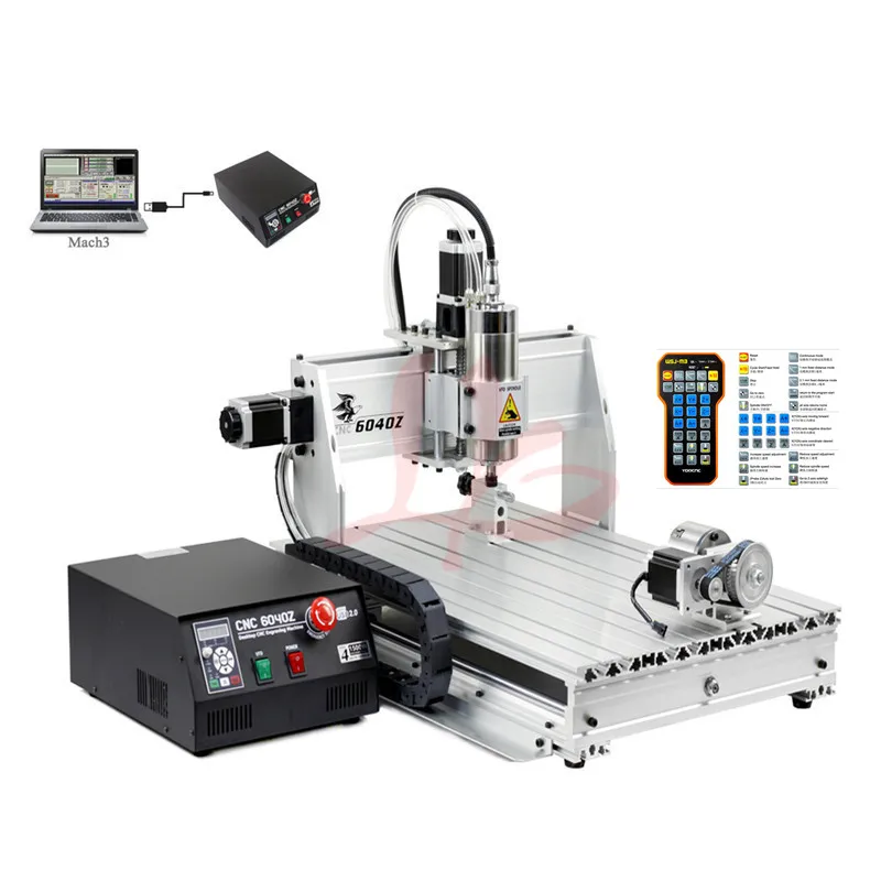 

USB Port 4Axis Mini CNC 6040 2200W Spindle Metal Cutting Engraving Machine CNC Wood Router March3 With Limit Switch