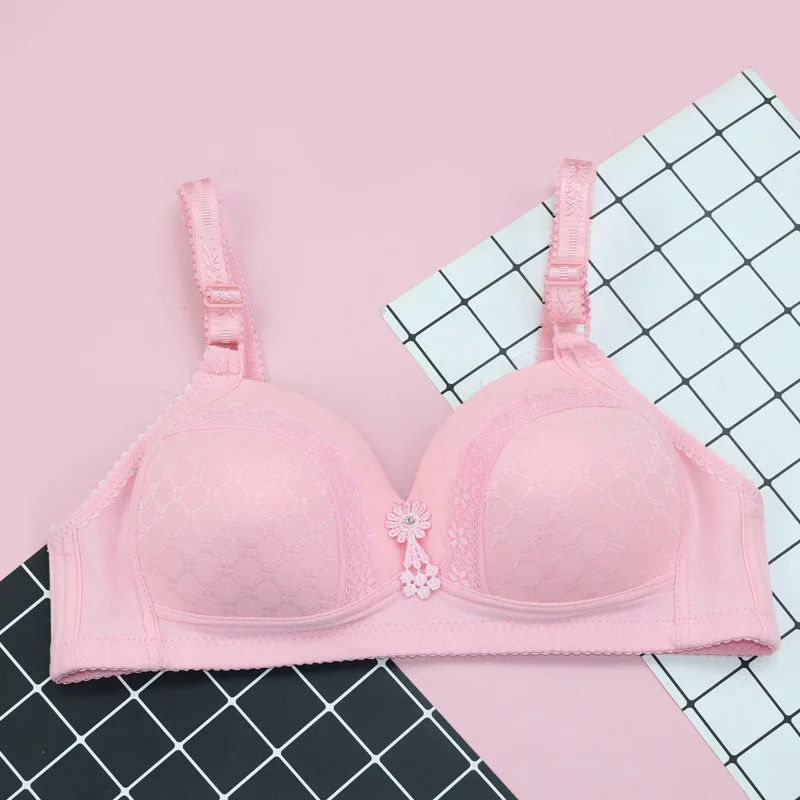 pink color OMHXZJ, Модный женский бюстгальтер среднего возраста, подарок бабушке, бесшовный бюстгальтер размера плюс BCD, тонкий удобный бюстгальтер NY42 - Цвет: pink color