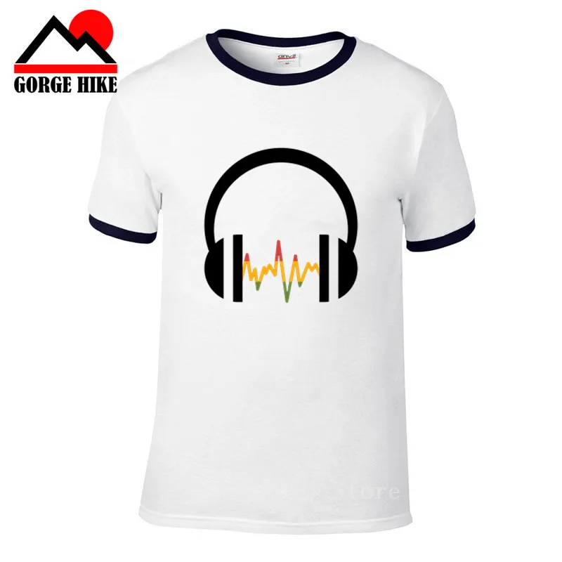 2019 Merch Rastafari heartbeat Мужская DJ Rock футболка Rasta наушники и музыка волна забавная
