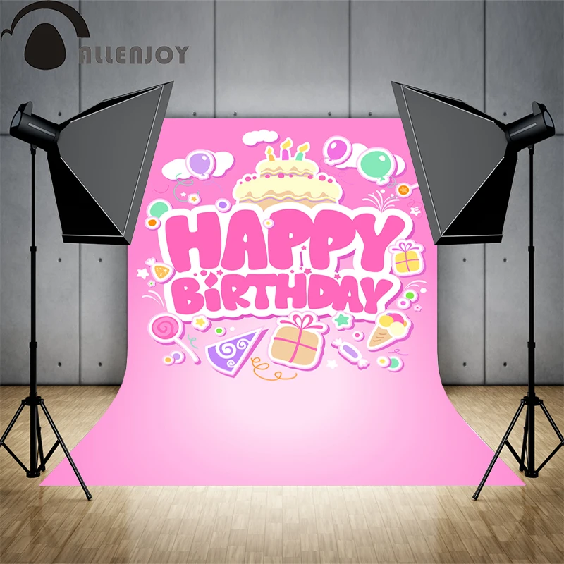 Allenjoy фоны для фотосъемки с днем рождения розовые милые воздушные шары торт