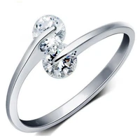 new fashion flash temperament korean silver plated jewelry simple adjustment of the opening rings crystal sr100