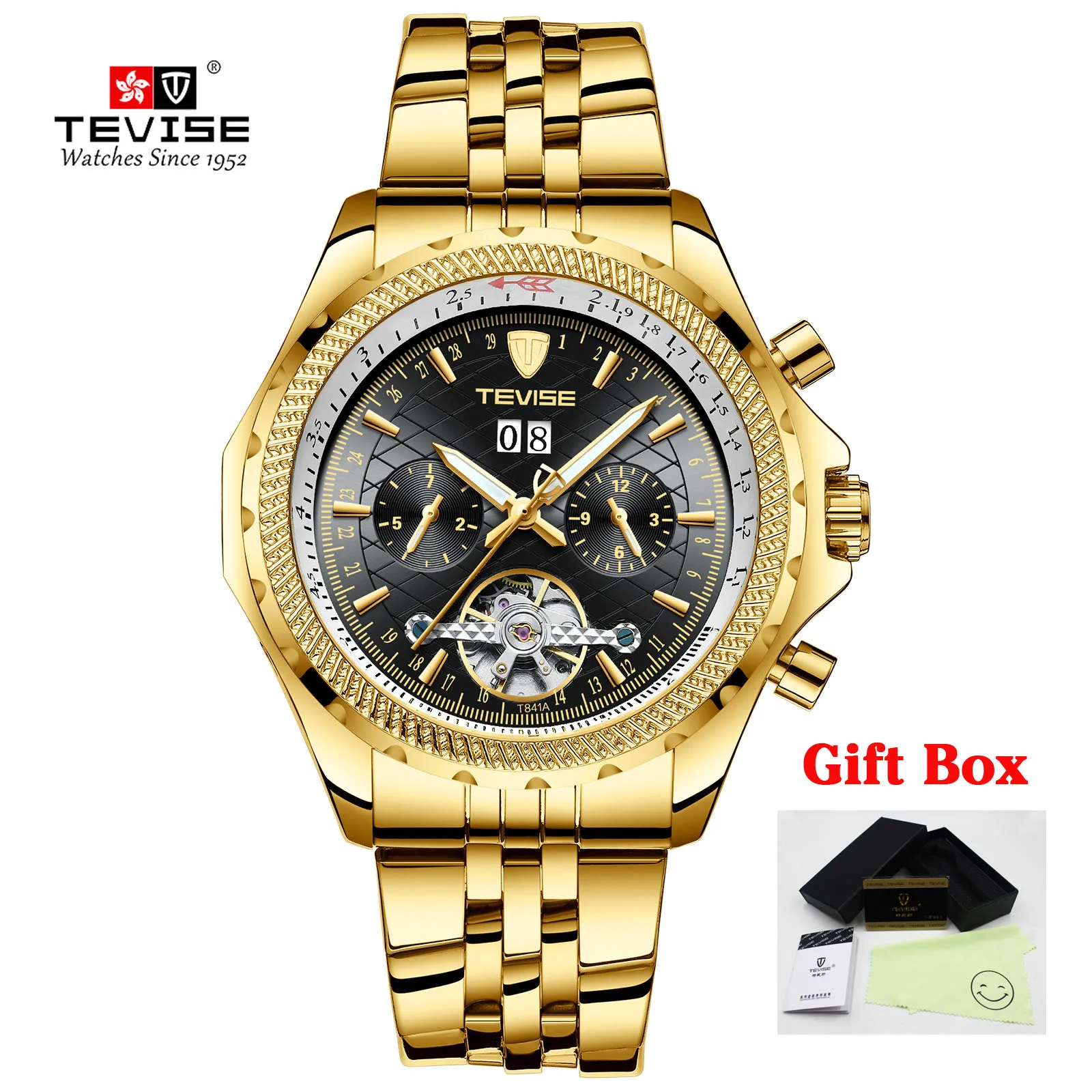 TEVISE steel black Tevise Топ бренд Роскошные мужские часы Автоматические Tourbillon механические часы для мужчин с автоматическим заводом мужские наручные часы Relogio Masculino - Цвет: TEVISE steel black