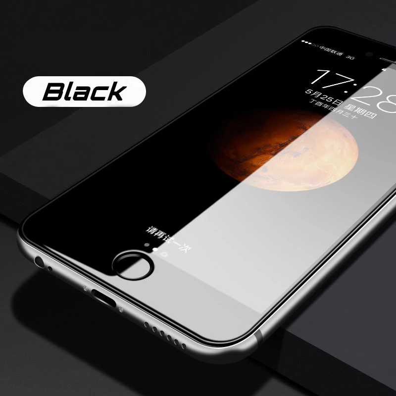 black 3D 9H полное покрытие закаленное стекло для iPhone 7 8 Plus 5 5S 5C SE Защитная пленка для экрана на iPhone 6 6s Plus XS - Цвет: black