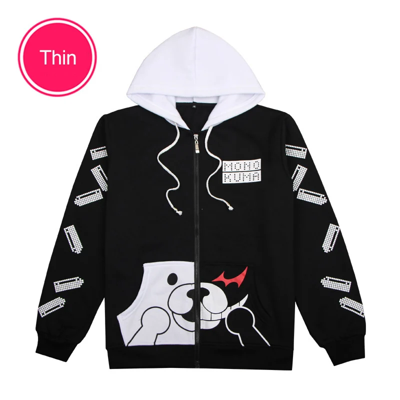 Косплей Аниме Danganronpa Monokuma костюм унисекс толстовка с капюшоном черный белый