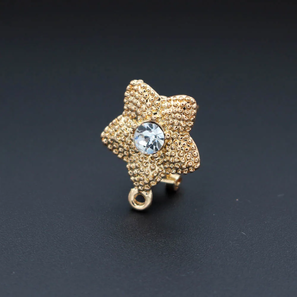 African Earrings Post Loop Connectors Star Paved CZ Nigerian Chile Women Wedding Jewelry Ear Clip Clasps Earring Findings DIY | Украшения и