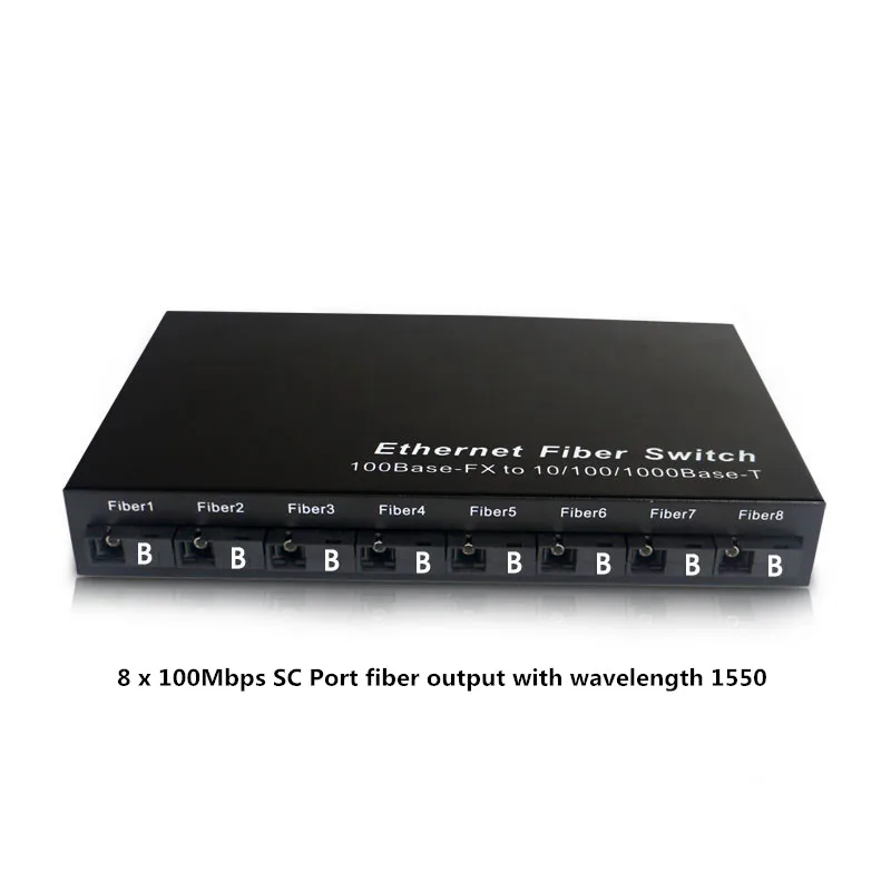 8B Ethernet волоконно-оптический коммутатор 8 портов 100 Мбит/с SC волокно и 2 порта 1000 Мбит/с RJ45 волоконный медиаконвертер 20 км - Цвет: 8B
