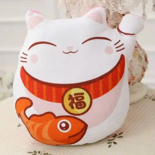 red 30cm Прямая поставка, Фортуна, кошка, плюшевая подушка, мягкие игрушки, китайский узел, счастливый кот, украшение, ремесло для детей, подарки - Цвет: red 30cm