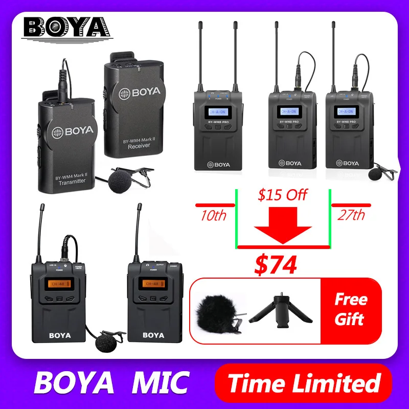 BOYA BY-WM6 BY-WM4 Mark II BY-WM8 Pro UHF Беспроводная микрофонная система всенаправленный Lavalier