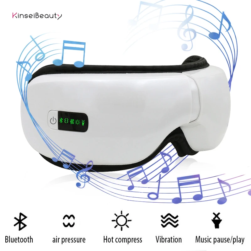 Умная Bluetooth музыкальная маска для массажа глаз, беспроводное воздушное давление, горячий компресс, вибрация, облегчение темных кругов, усталость глаз, Уход за глазами