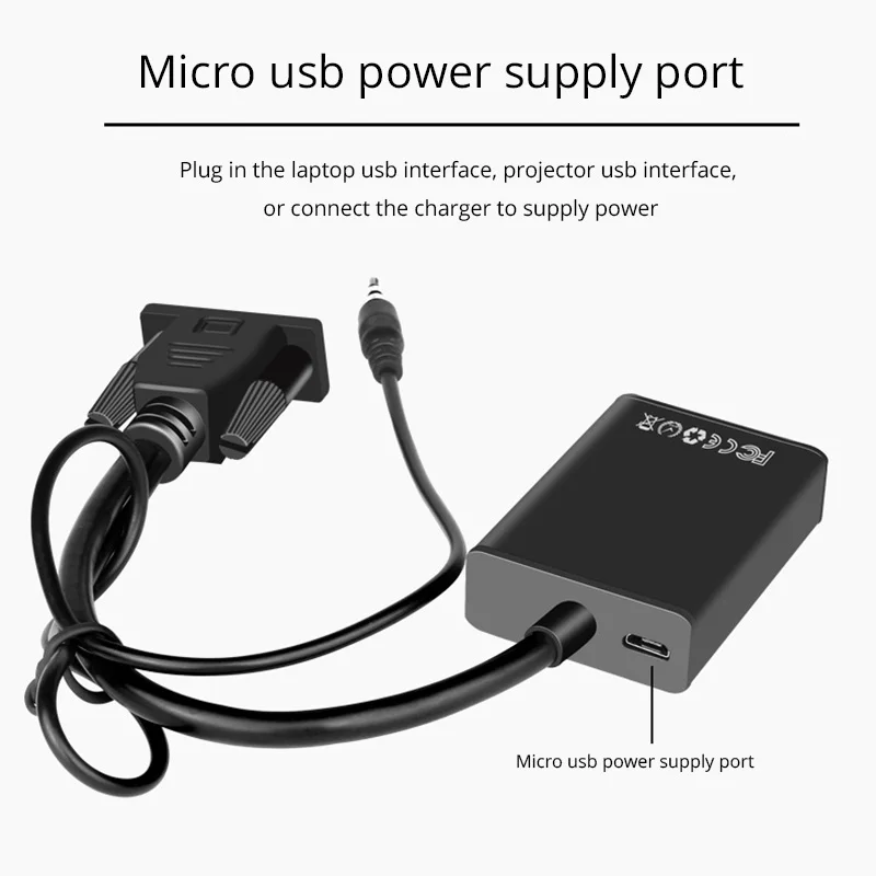 Sovawin преобразователь из VGA в HDMI адаптер с 3 5 мм аудио USB Micro Power 1080P HD Plug and Play мини