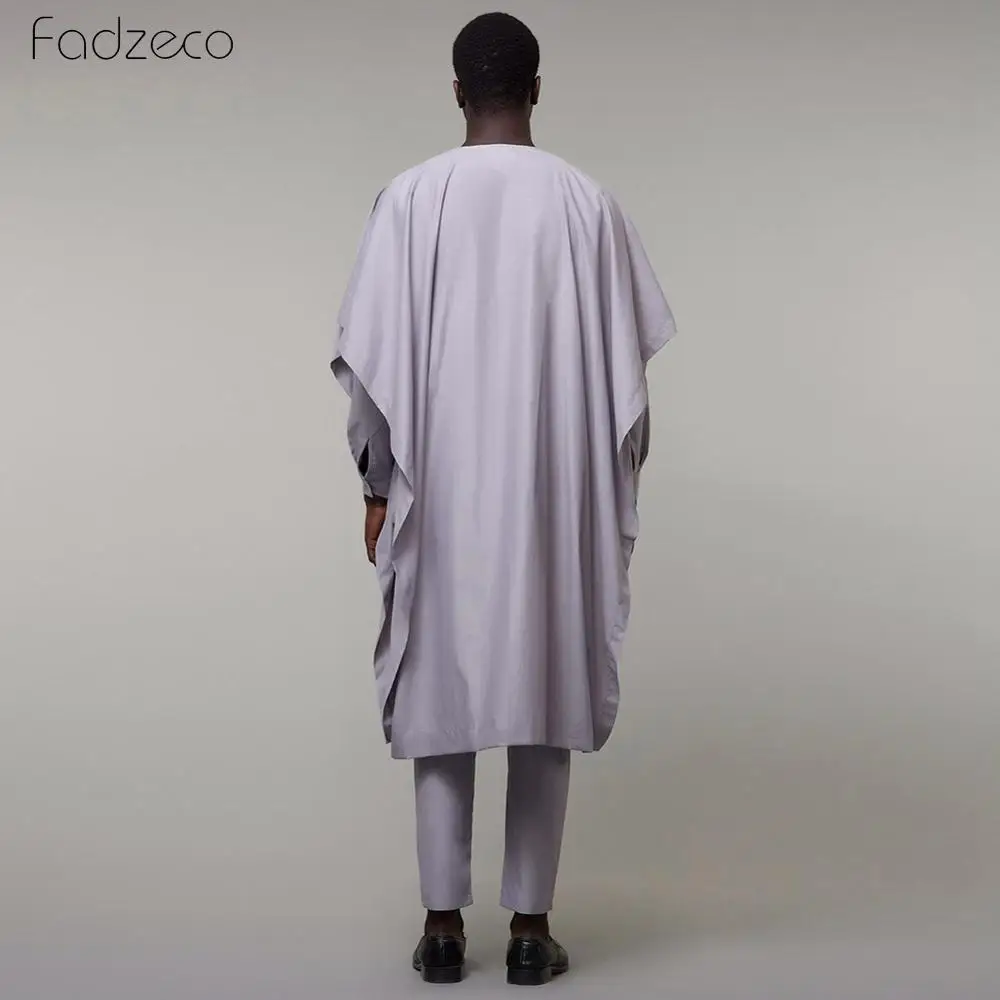 Fadzeco Африканский мужской Дашики Базен Riche костюмы топ рубашка брюки комплект из 3