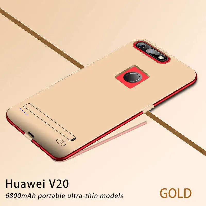 Gold Чехол для аккумулятора 6800 мА/ч для huawei V20, чехол для внешнего аккумулятора, тонкое быстрое зарядное устройство, внешний аккумулятор, чехол для huawei Honor V20 - Цвет: Gold