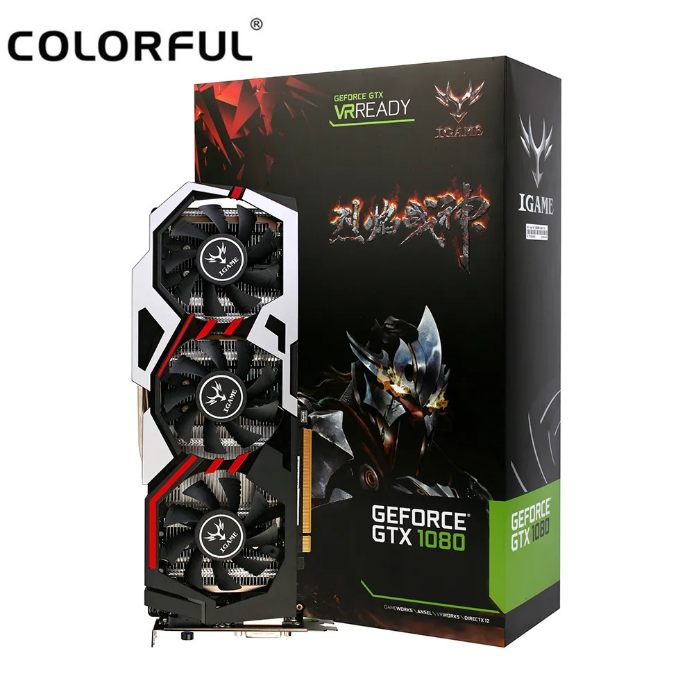Оригинальный красочный GeForce iGame GTX 1080 ут V2 Топ Графика карты 256bit GDDR5X компьютерного