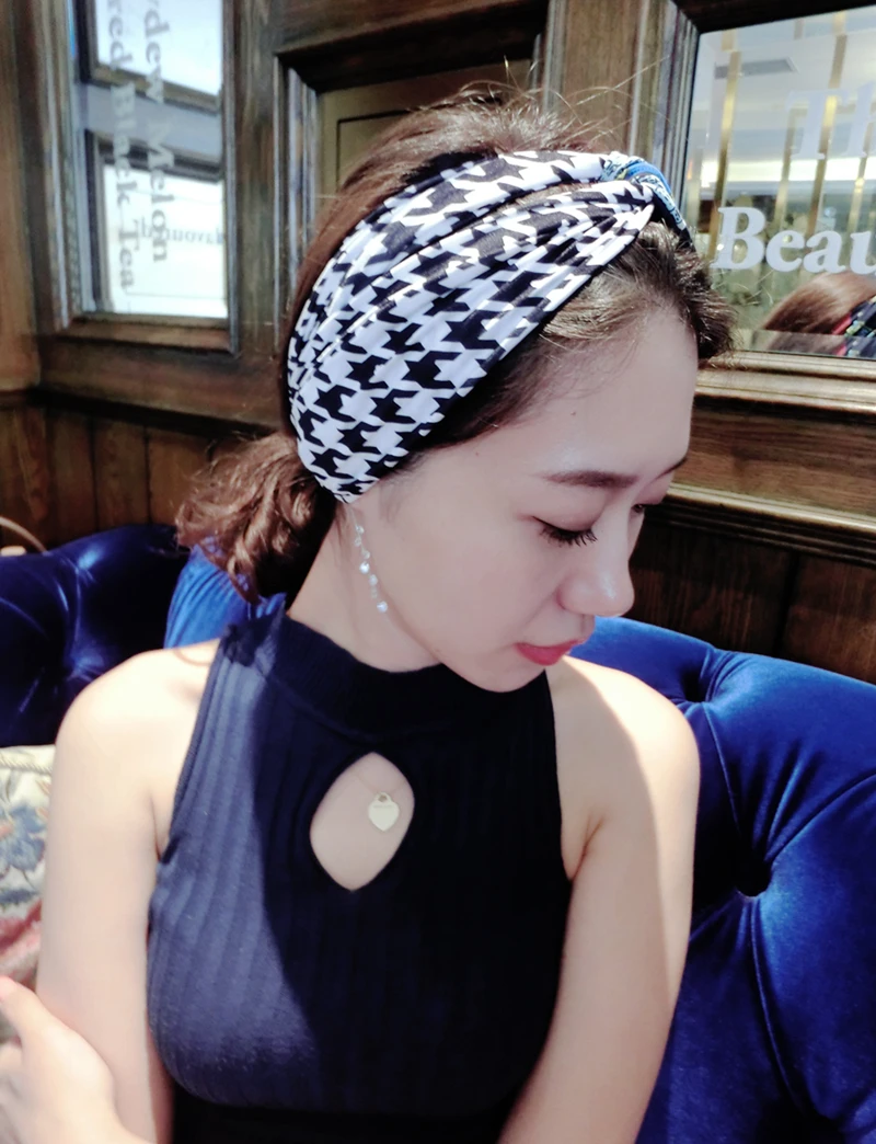 T17555 Модная новая повязка для волос с принтом ацтеки и гусиным сложениям в виде турана с эластичным загибом головы для женщин на.