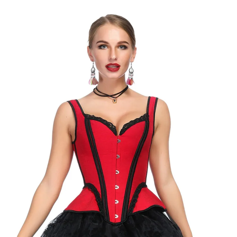 red Minifaceminigirl, Женский стимпанк корсет, сексуальные винтажные топы, на шнуровке, сексуальное женское белье, Ретро готический стиль, на молнии, косеты размера плюс - Цвет: red