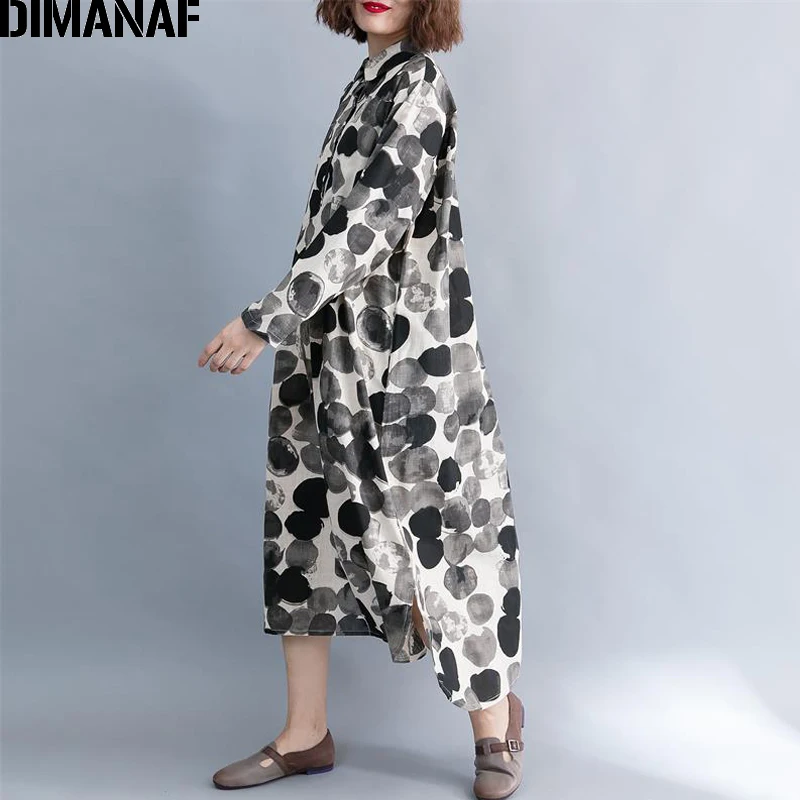 Dimanaf Женский Длинные платья Плюс Размеры Элегантные Дамы Винтаж Лен Vestidos Женская