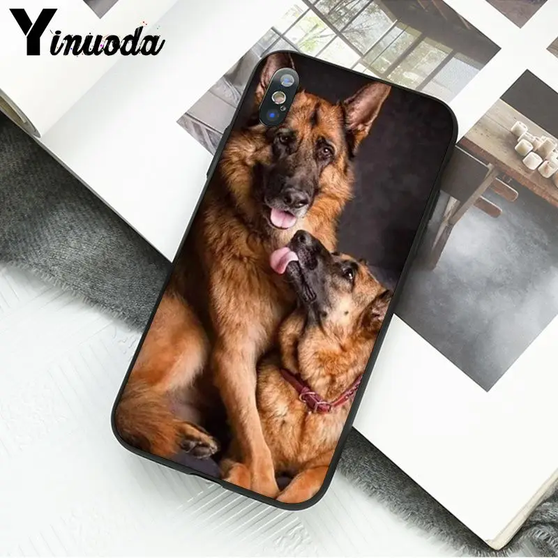 A11 Yinuoda немецкая овчарка Собака Мягкий силиконовый черный чехол для iPhone X XS MAX 6 6S 7 7plus 8 8Plus 5 5S XR - Цвет: A11
