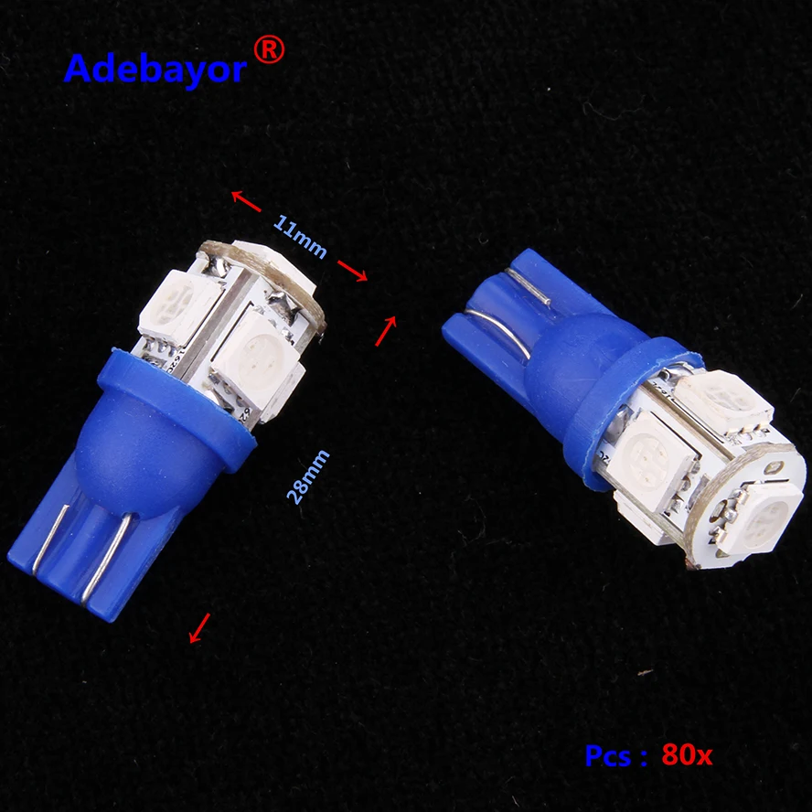 80 X DC 24V T10 194 168 5 SMD 5050 Светодиодный фонарь светодиодный индикатор внутренние лампы