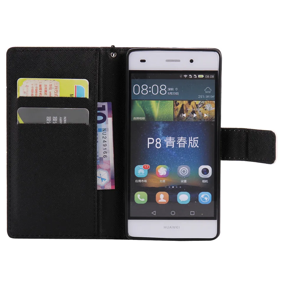 Gumiice cell phone leather wallet case cute beautiful duty protection for Huawei P8 lite free shipping | Мобильные телефоны и