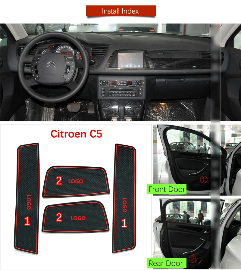 Противоскользящий резиновый коврик для ворот Citroen C5 mk2 2008 2009 2010 2011 2012 2013 2014 2015 2016 2017