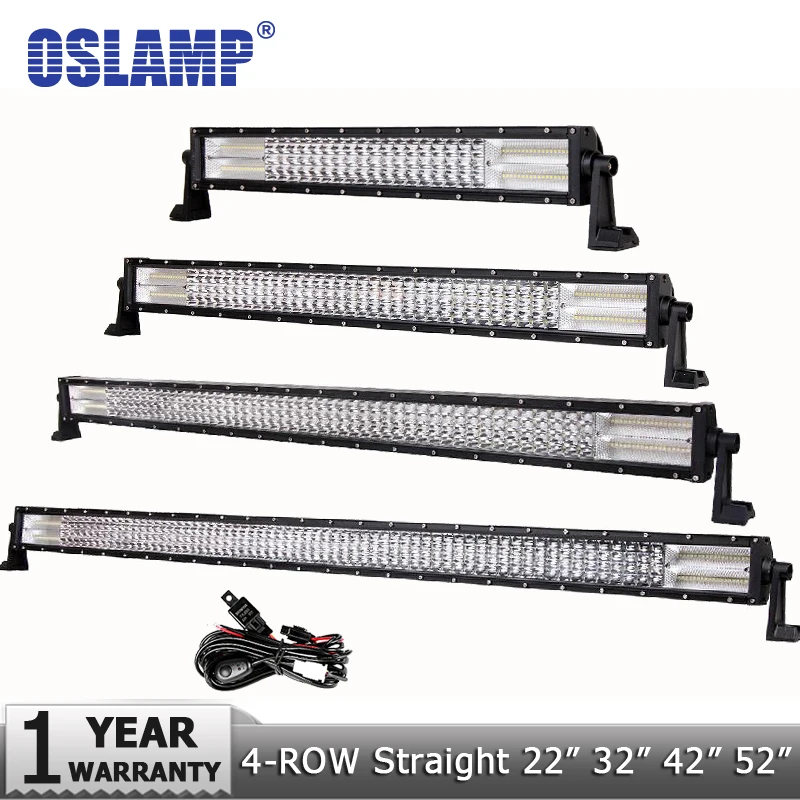 Oslamp 4 рядный 22 &quot32&quot 42 &quot52&quot прямой светодиодный световой бар внедорожный 432