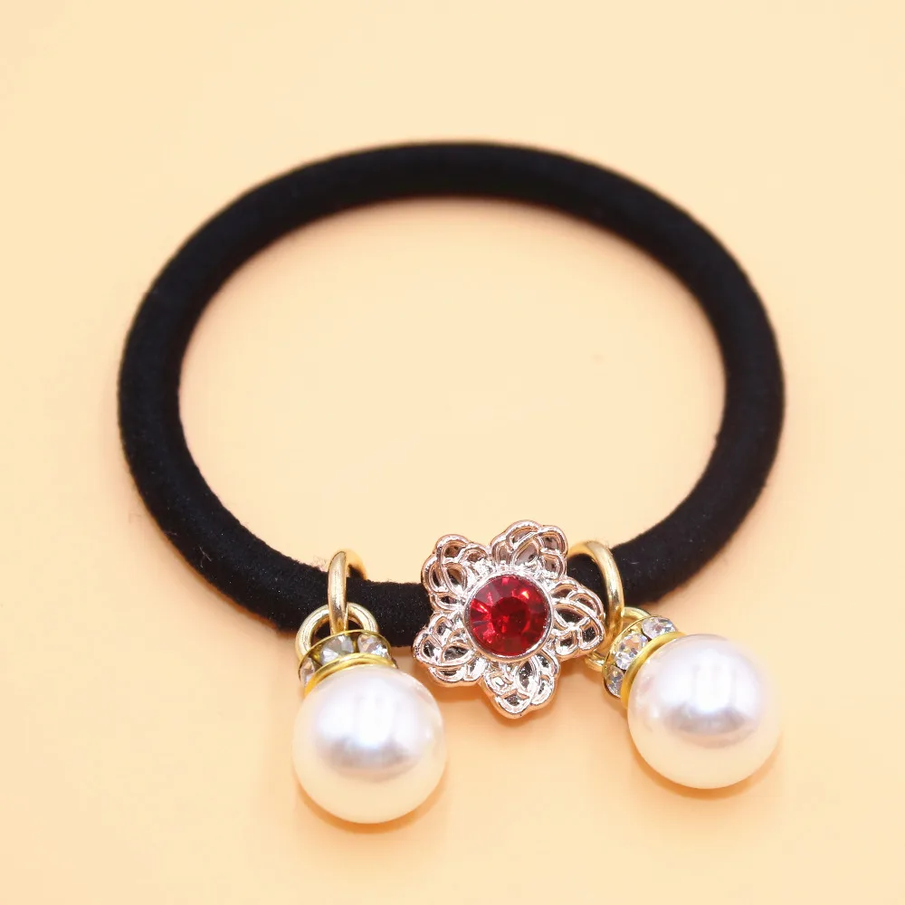 2 шт./партия бесплатная доставка модная жемчужная черная резинка для волос