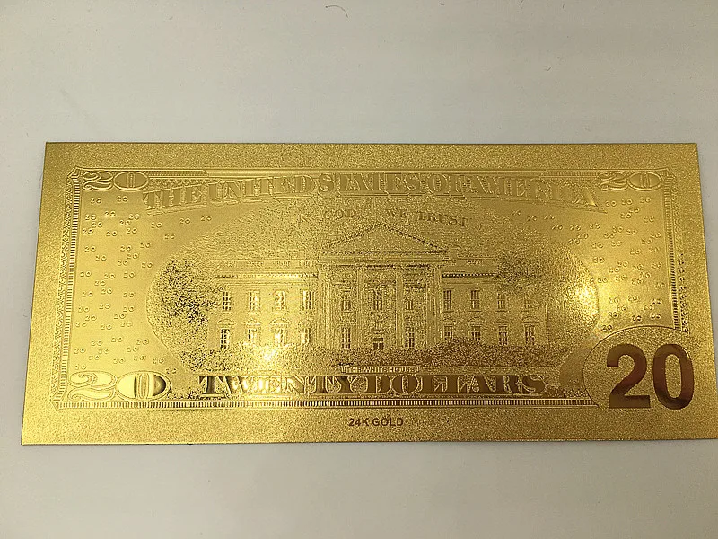 Metal Craft US Gold Foil Banknotes 20 USD World Paper Money Collections Wedding Gift | Дом и сад