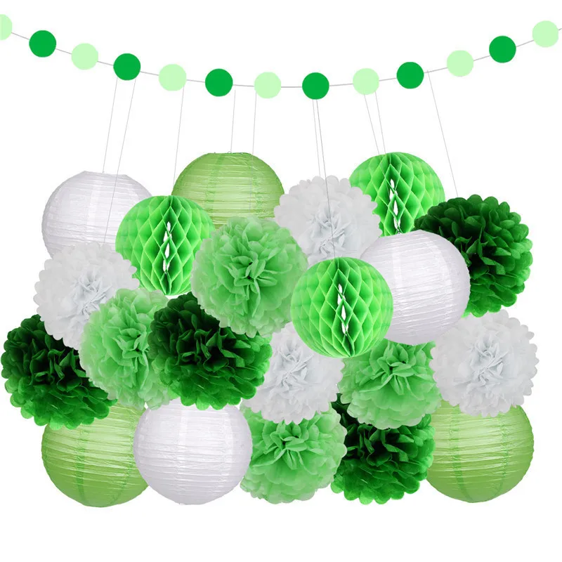 Green Zilue 22 шт./компл. Mix Размеры золото фонарики из белой бумаги Свадебный декор, с блестками, Круглый Бумага овсянки гирлянды для дома вечерние поставки - Цвет: Green