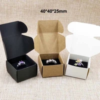 50pcs per lot 404025mm whiteblackkraft ring packing box with black velvet sponage inside custom logo moq 1000pcs