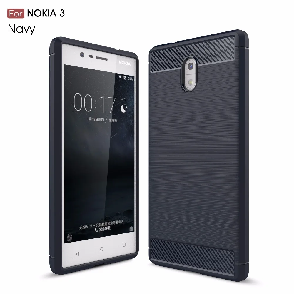 Чехол для Nokia 3 Углеродного Волокна Текстуры Щеткой Силикона Мягкой Обложке ТПУ