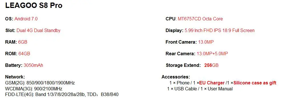 LEAGOO S8 Pro, 4G, мобильные телефоны, Android 7,0, 6 ГБ ОЗУ, 64 Гб ПЗУ, восьмиядерный смартфон, две задние камеры, 5,99 дюймов, сотовый телефон