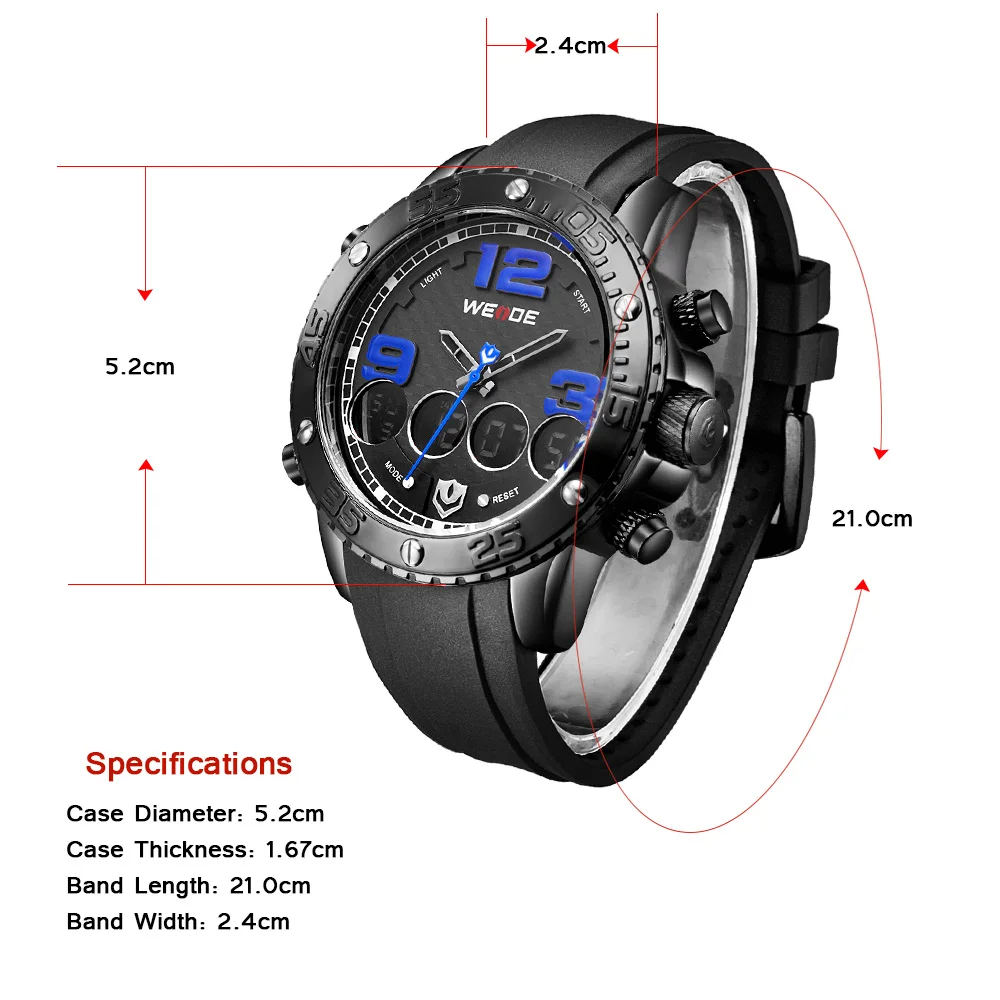 WEIDE Аналоговый Мужские часы лучший Роскошные брендовые водонепроницаемые