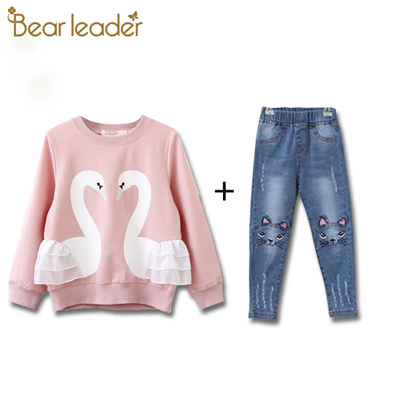 Bear Leader/джинсы для девочек весенние брюки до колена с рисунком кота из мультфильма