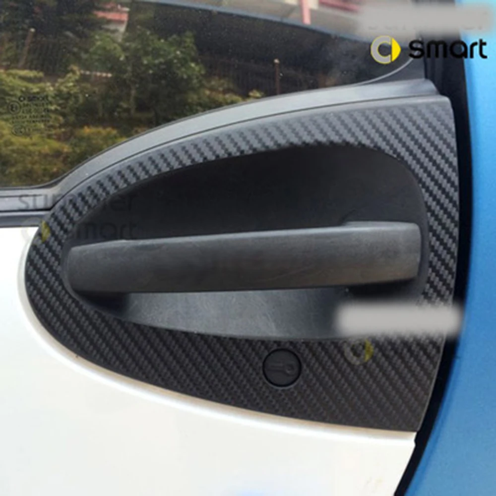 

Aliauto 2 x Car-styling Car Accessories Door Handle Sticker Carbon Fiber Protection Decal Decoration For Smart Fortwo Forfour