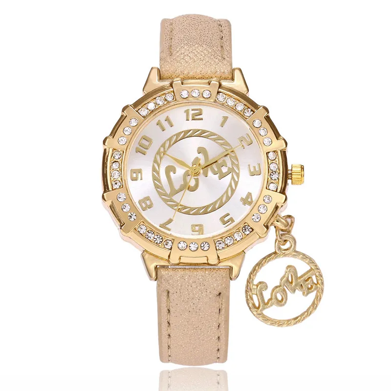 FUNIQUE женские брендовые кварцевые часы с кристаллами Love золотые цифрами для
