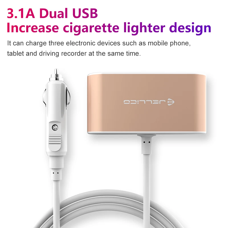 Jellico 3 1 а прикуривателя и 2 USB быстрой зарядки для Iphone X 8 7 Plus Samsung S9 S8 мобильных