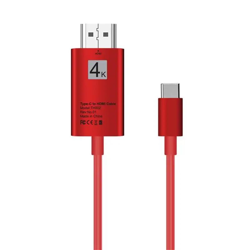 1,8 m 4K HD tv Кабель-адаптер USB 3,1 type-C к HDMI 2,0 кабель передачи данных красный/серебристый/серый для Macbook Pro для huawei P20 P10 P9