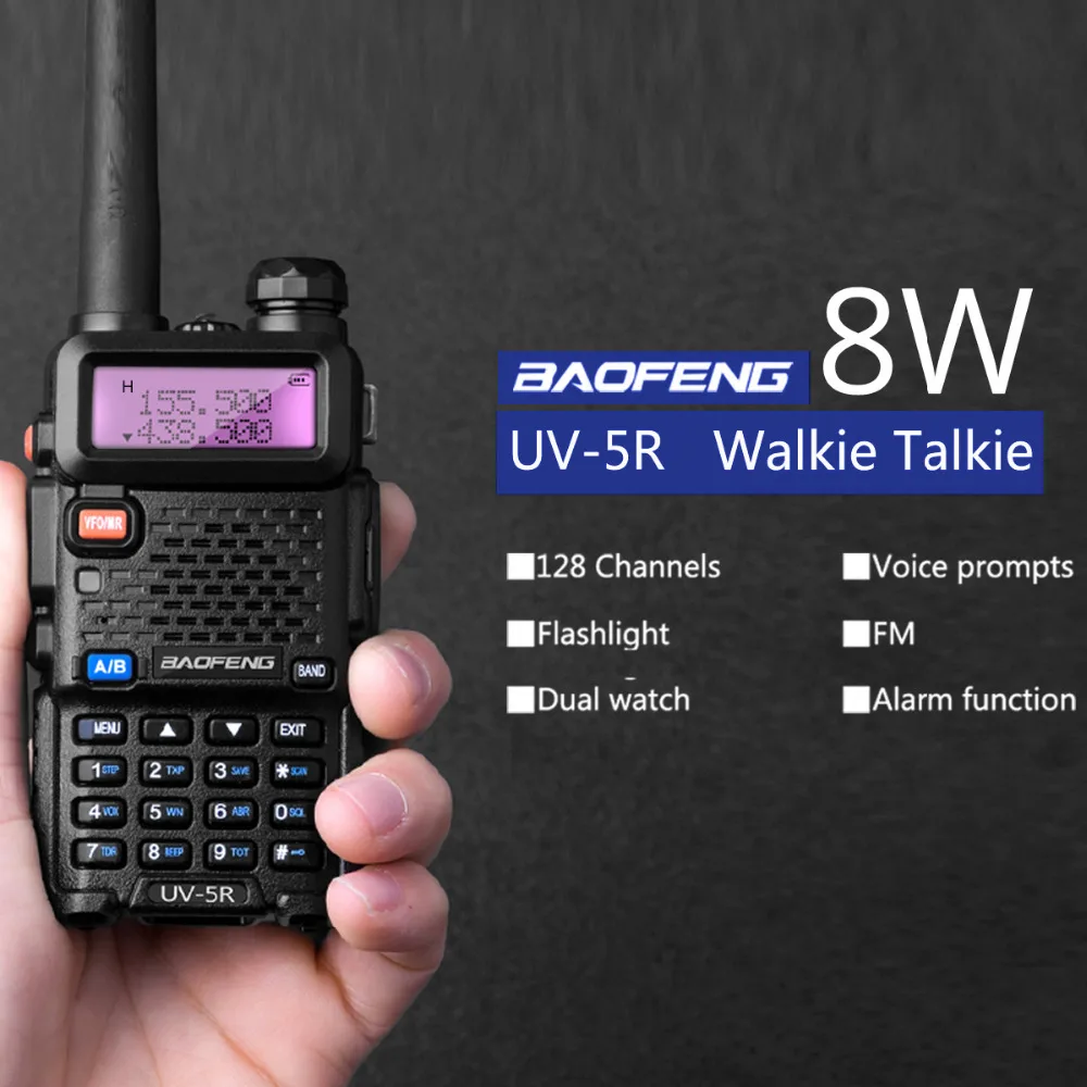 2 шт. Baofeng UV 5R 8 Вт Двухдиапазонная рация UHF VHF UV5R CB радио VOX Ham радиоприемопередатчик
