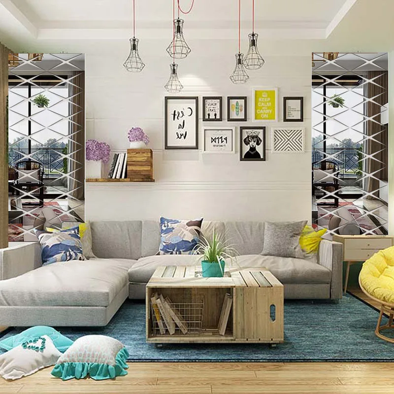 3D акриловый Современный Узор зеркальный настенный стикер для дома гостиной