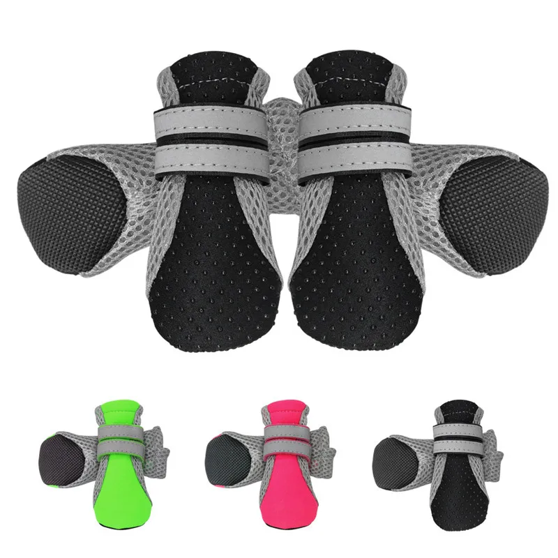 

4pcs Breathable 4 Season Pet Dog Shoes Anti-slip Snow Pet Boots Paw Protector Reflective For Medium Large Dogs Labrador Husky