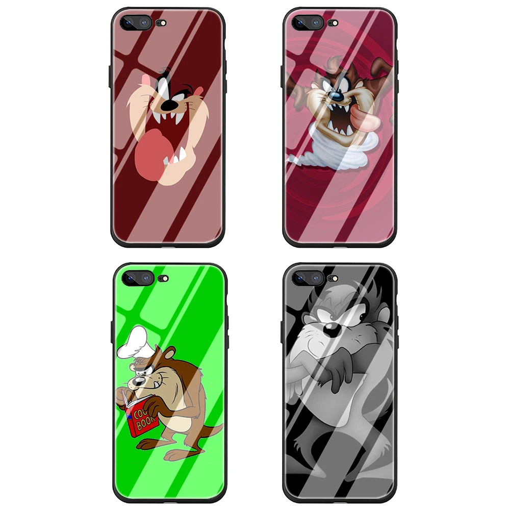 Looney Tunes Тасманский Дьявол Taz закаленное стекло чехол для телефона iPhone 5 5S 6 6s Plus 7 8 Plus X XR XS 11 Pro Max