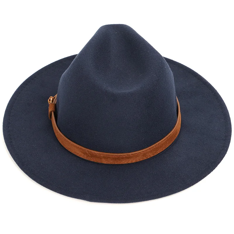 Men's wool warm shallow top fedora fashion trend unisex caps solid color 60CM large size hats male classic bone bowler hat man |