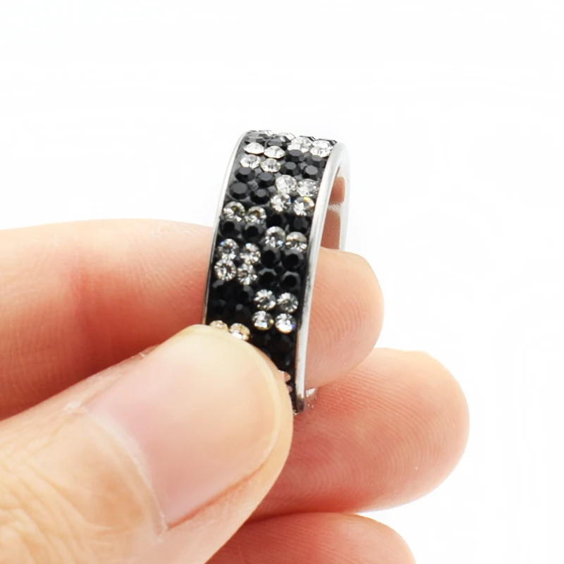 Новые 4 ряда черный белый цвет с украшением в виде кристаллов нержавеющая сталь