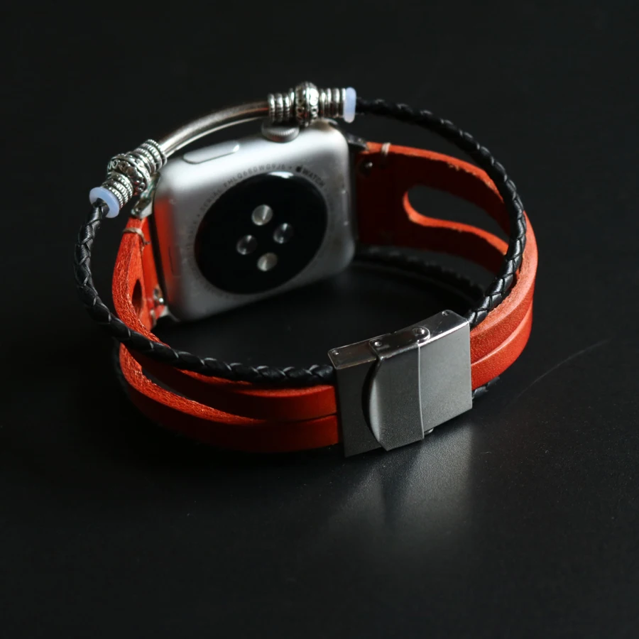 Ремешок для часов из натуральной кожи Apple Watch 38 мм 42 40 44 винтажный браслет iWatch